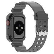 Apple Watch Series 10 Zamienny Pasek Silikonowy ze Zintegrowaną Ramką - 42mm - Przezroczysty Czarny