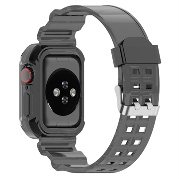 Apple Watch Series 10 Zamienny Pasek Silikonowy ze Zintegrowaną Ramką - 42mm - Przezroczysty Czarny