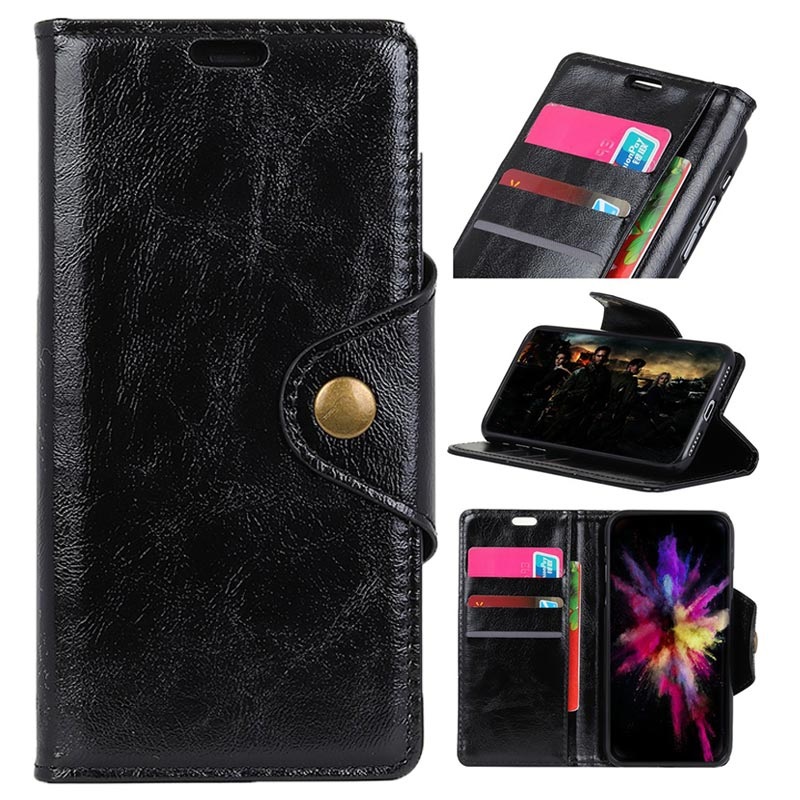 Huawei P Smart 2019 Etui Portfel Retro Z Funkcja Stand Czern