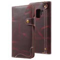 Samsung Galaxy S9 Retro Wallet Leather Case - Coffee