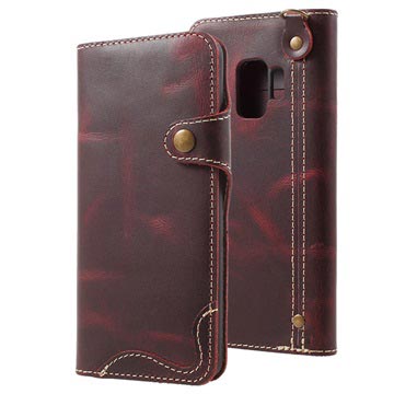 Samsung Galaxy S9 Retro Wallet Leather Case - Coffee