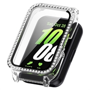 Ozdobne Etui z Kryształkami z Osłoną Ekranu do Samsung Galaxy Fit3 - Przezroczysty biały