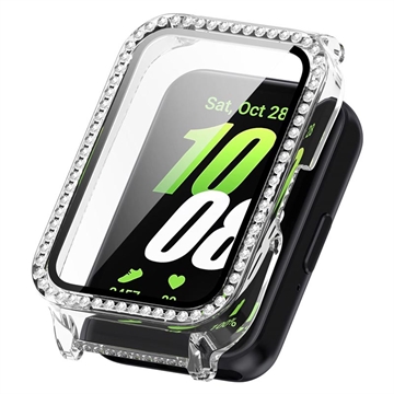 Ozdobne Etui z Kryształkami z Osłoną Ekranu do Samsung Galaxy Fit3 - Przezroczysty biały