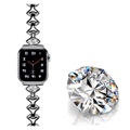 Apple Watch 7/SE/6/5/4/3/2/1 Pasek w Kształcie Wachlarza z Kryształkami - 45mm/44mm/42mm - Czarny