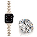 Apple Watch 7/SE/6/5/4/3/2/1 Pasek w Kształcie Wachlarza z Kryształkami - 45mm/44mm/42mm - Szampańskie Złoto
