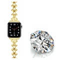 Apple Watch 7/SE/6/5/4/3/2/1 Pasek w Kształcie Wachlarza z Kryształkami - 45mm/44mm/42mm - Złoty