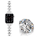 Apple Watch 7/SE/6/5/4/3/2/1 Pasek w Kształcie Wachlarza z Kryształkami - 45mm/44mm/42mm - Srebrny