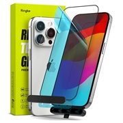 iPhone 15 Pro Ringke TG Ochraniacz Ekranu ze Szkła Hartowanego - Case Friendly - Czarna Krawędź