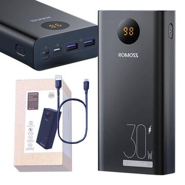 Romoss PEA30 Power Bank 30000mAh - USB-C, porty USB - Czarny
