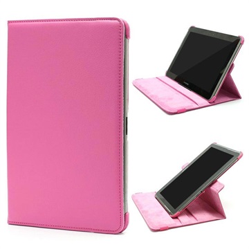  Samsung Galaxy Tab 2 10.1 P5100, P7500 - Obrotowe Skórzane Etui - Różowe