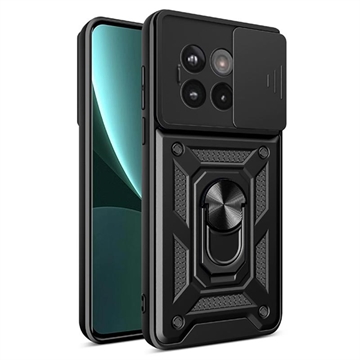 OnePlus Ace 5/5 Pro/13R Hybrydowe Etui z Pierścieniem Obrotowym z Osłoną Aparatu - Czerń