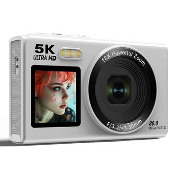 Dwuekranowy aparat cyfrowy S150 Pro 5K z kartą pamięci 32GB - biały