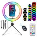 S26-RGB 10" lampa pierścieniowa LED RGB do selfie z uchwytem na telefon i statywem