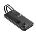 S38N Slim Power Bank 10000mAh z kablami USB-C i Lightning - 22.5W - Czarny