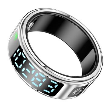 SR08 Smart Ring z cyfrowym wyświetlaczem - Rozmiar: 19.9mm - Srebrny