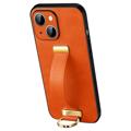 iPhone 14 Plus Hybrydowe Etui z Paskiem na Rękę Sulada Fashion - Pomarańcz