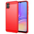 Szczotkowane Etui z TPU do Samsung Galaxy A05 - Włókno Węglowe - Czerwień
