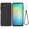 Samsung Galaxy A06 5G Etui z płynnego silikonu z paskiem na rękę - czarny