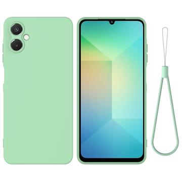 Samsung Galaxy A06 5G Etui z płynnego silikonu z paskiem na rękę - Zielony
