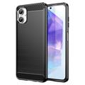 Samsung Galaxy A06 Szczotkowane Etui z TPU - Włókno Węglowe - Czarne