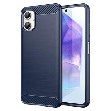 Samsung Galaxy A06 Szczotkowane Etui z TPU - Włókno Węglowe - Błękit