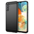 Samsung Galaxy A14/A14 5G Szczotkowane Etui z TPU - Włókno Węglowe - Czerń