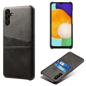 Etui z Powlekanego Plastiku Samsung Galaxy A14/A14 5G z Kieszeniami na Karty - Czarne