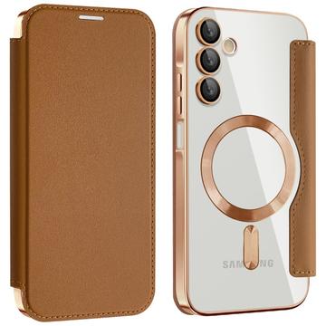 Samsung Galaxy A15 Etui z klapką i kieszenią na kartę - kompatybilny z MagSafe - Brąz