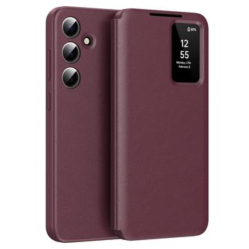 Samsung Galaxy A16 Smart Clear View Etui z klapką z kieszenią na kartę - Wine Red