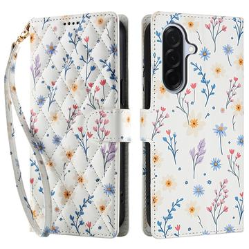 Samsung Galaxy A17/A26 Etui na portfel z rombowym wzorem kwiatowym - Kolorowe kwiaty
