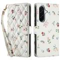 Samsung Galaxy A17/A26 Etui na portfel z rombowym wzorem kwiatowym - Róże