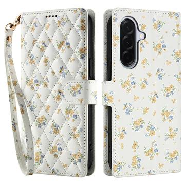 Samsung Galaxy A17/A26 Etui na portfel z rombowym wzorem kwiatowym