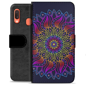 Etui Portfel Premium - Samsung Galaxy A20e - Kolorowa Mandala