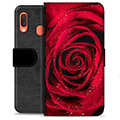 Etui Portfel Premium - Samsung Galaxy A20e - Róża