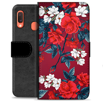 Etui Portfel Premium - Samsung Galaxy A20e - Vintage Kwiaty