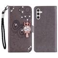 Samsung Galaxy A25 Etui na portfel z motywem sowy i kryształkami