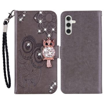 Samsung Galaxy A25 Etui na portfel z motywem sowy i kryształkami
