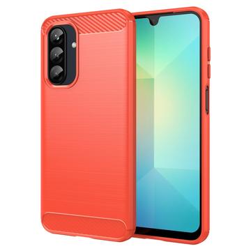 Samsung Galaxy A26 Szczotkowane Etui z TPU - Włókno Węglowe - Czerwień
