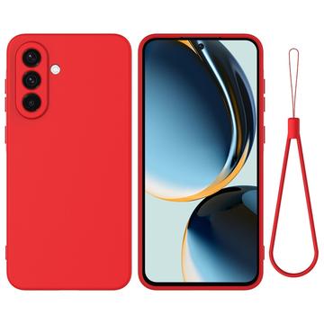 Samsung Galaxy A26 Etui z płynnego silikonu z paskiem na rękę - czerwony