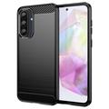 Samsung Galaxy A36/A56 Szczotkowane Etui z TPU - Włókno Węglowe - Czarne