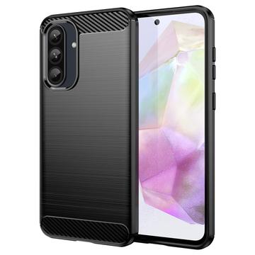 Samsung Galaxy A36/A56 Szczotkowane Etui z TPU - Włókno Węglowe - Czarne