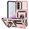 Samsung Galaxy A36 Hybrydowe Etui z Pierścieniem Obrotowym z Osłoną Aparatu - Różowe Złoto