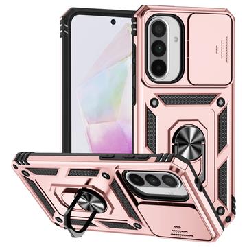 Samsung Galaxy A36 Hybrydowe Etui z Pierścieniem Obrotowym z Osłoną Aparatu - Różowe Złoto