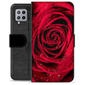 Etui Portfel Premium - Samsung Galaxy A42 5G - Róża