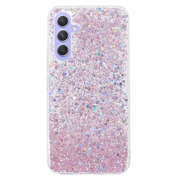 Samsung Galaxy A54 5G Etui z TPU Glitter Flakes - Róż