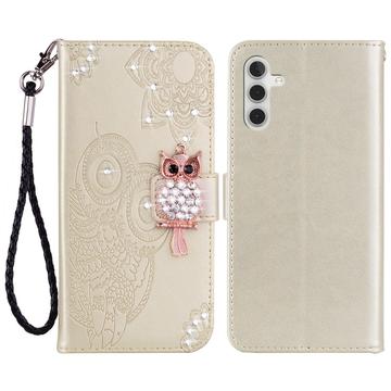 Samsung Galaxy A54 5G Owl Rhinestone Wallet Case