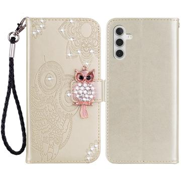 Samsung Galaxy A55 Owl Rhinestone Wallet Case