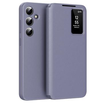 Samsung Galaxy A55 Smart Clear View Etui z klapką z kieszenią na kartę - szaro-fioletowy
