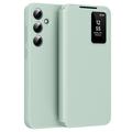 Samsung Galaxy A55 Smart Clear View Etui z klapką z kieszenią na kartę - jasnozielony
