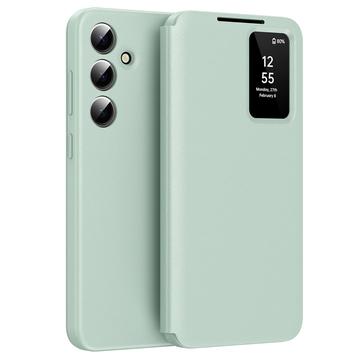 Samsung Galaxy A55 Smart Clear View Etui z klapką z kieszenią na kartę - jasnozielony